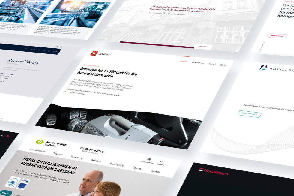 Mehrere Screenshots von Websites, die unsere Bing- und Google-Experten (SEM-Experten) erstellt haben