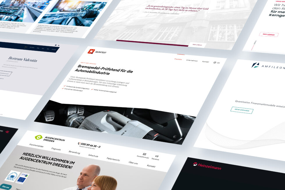 Darstellung mehrerer Referenzen unserer Online-Marketing-Agentur und Web-Agentur Berlin in einem perspektivischen Raster