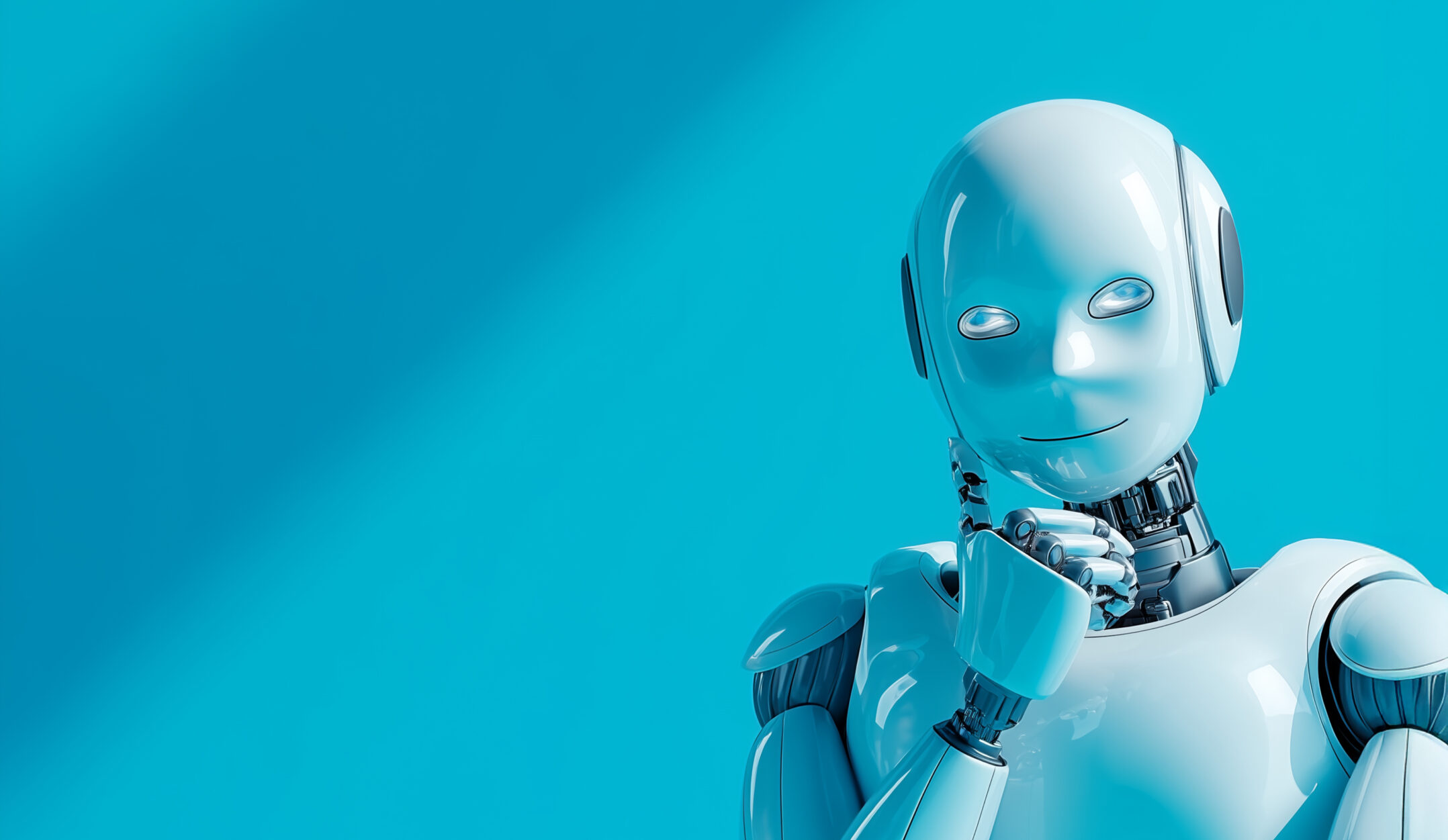 Hero-Bild zum Thema AI/KI-Agentur Berlin zeigt einen Roboter als Sinnbild für künstliche Intelligenz.