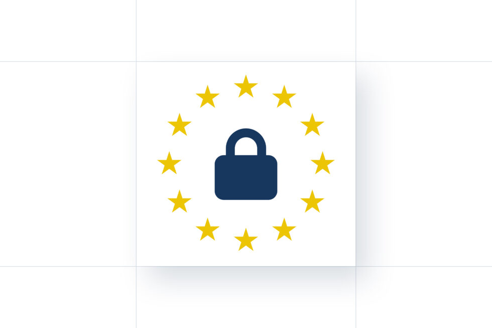 Bei unserem KI-Consulting legen wir viel Wert auf Datenschutz, Datensicherheit und Compliance, was auf diesem Bild metaphorisch durch ein Schloss umringt von den EU-Sternen dargestellt wird.